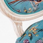 Стул из массива бука бирюзовый с изображением птиц и цветов Turquoise Beige Chinoiserie Birds Garden Chair варинант исполнения - 2 | Loft Concept в Барнауле