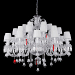 Люстра многоярусная с 30-ю белыми текстильными абажурами и хрустальными подвесками Lustre Reverie варинант исполнения - 1 | Loft Concept в Барнауле