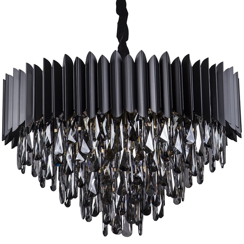 Люстра с хрустальными подвесками Blake Metal Crystal Chandelier Черный матовый Стекло Смок Бронза Люстра с хрустальными подвесками Blake Metal Crystal Chandelier Черный матовый Стекло Смок Бронза в Барнауле | Loft Concept