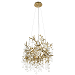 Подвесная люстра в виде ветвей деревьев золотого цвета с прозрачными подвесками-каплями 8 и 14 ламп Droplet Chandelier варинант исполнения - 4 | Loft Concept в Барнауле