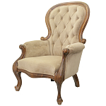 Кресло с мягкой обивкой из светло-коричневого велюра на 4-х деревянных ножках Evelyn Classical Armchair варинант исполнения - 3 | Loft Concept в Барнауле
