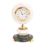Часы настольные бронзовые из натуральных камней Мрамор и Змеевик Stone Clock варинант исполнения - 7 | Loft Concept в Барнауле