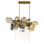 Люстра подвесная с 22-мя гранёными стеклянными плафонами с вертикальными подвесками Gilded Mirage  варинант исполнения - 2 | Loft Concept в Барнауле