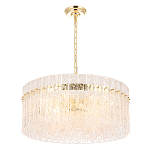 Люстра подвесная круглая с прозрачными рельефными стеклянными вставками и золотым основанием Textured Glass Chandelier варинант исполнения - 3 | Loft Concept в Барнауле