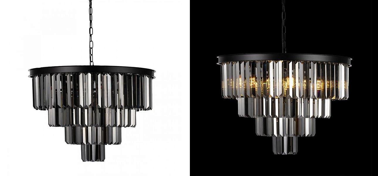 Круглая Люстра RH 1920s Odeon Black iron Four Layers Серое Стекло диаметр 60 см Круглая Люстра RH 1920s Odeon Black iron Four Layers Серое Стекло диаметр 60 см - Loft-Concept в Барнауле