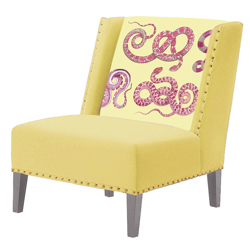 FUN Armchair Snakes yellow Дизайнерское кресло с цветным принтом Желтый FUN Armchair Snakes yellow Дизайнерское кресло с цветным принтом Желтый в Барнауле | Loft Concept