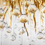 Люстра подвесная с прозрачными стеклянными подвесками в форме капель Диаметр 80 см Droplet Chandelier варинант исполнения - 16 | Loft Concept в Барнауле