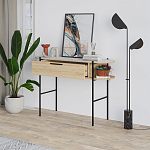 Консоль напольная деревянная с выдвижным ящиком и 2-мя полками со столешницей цвета белый мрамор OTIS CONSOLE OAK варинант исполнения - 2 | Loft Concept в Барнауле