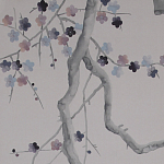 Обои ручная роспись Plum Blossom Special Colourway on Lilac Hint dyed silk варинант исполнения - 3 | Loft Concept в Барнауле