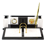 Настольный письменный набор из белого мрамора и змеевика Marble Accessory варинант исполнения - 1 | Loft Concept в Барнауле