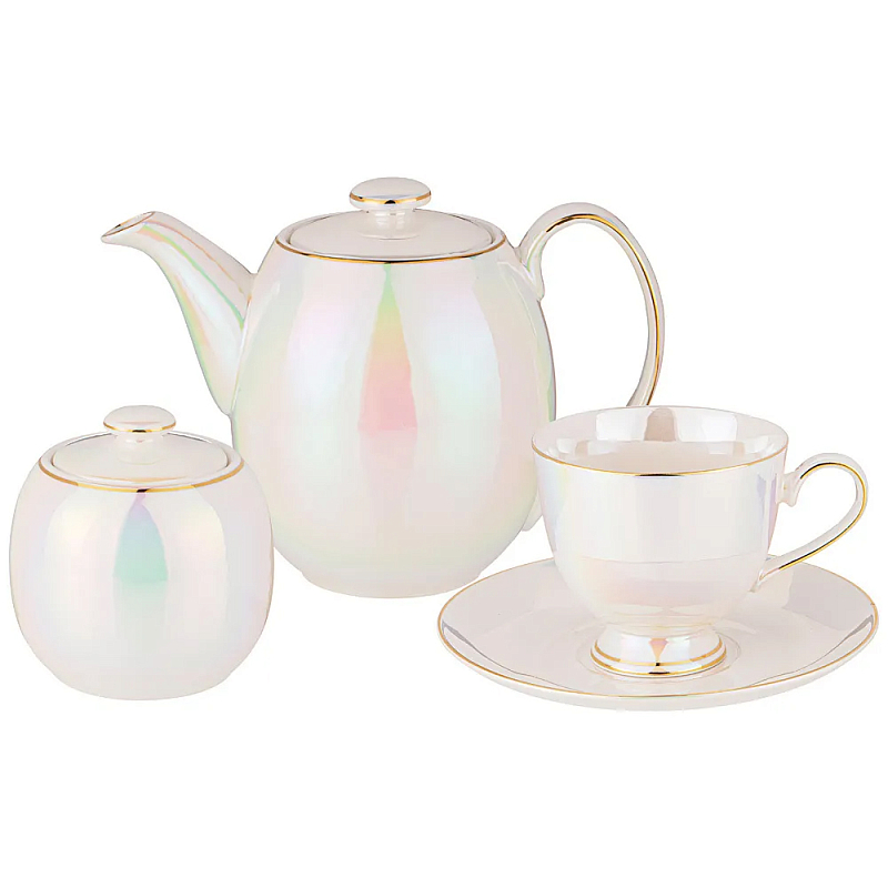 Чайный сервиз из фарфора на 6 персон 14 предметов Porcelain Pearl Жемчужный Чайный сервиз из фарфора на 6 персон 14 предметов Porcelain Pearl Жемчужный в Барнауле | Loft Concept
