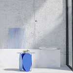 Matis журнальный столик синий из металла и кожи варинант исполнения - 1 | Loft Concept в Барнауле