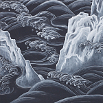 Обои ручная роспись Matsushima Waves Roka on Edo Night painted silk варинант исполнения - 2 | Loft Concept в Барнауле