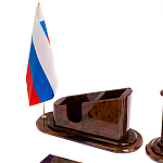 Настольный письменный набор с часами из природного камня обсидиана  Contract Extended варинант исполнения - 3 | Loft Concept в Барнауле