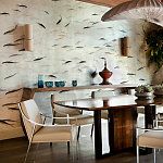 Обои ручная роспись Fishes Blue Pearl on Tarnished Silver gilded silk with pearlescent antiquing варинант исполнения - 4 | Loft Concept в Барнауле