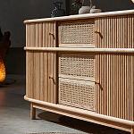 Дизайнерский комод овальный с фактурным фасадом и вставками из плетеных элементов Ambar варинант исполнения - 3 | Loft Concept в Барнауле