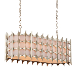 Люстра овальной формы с фактурным серебряным каркасом и тканевым абажуром Silver Honeycomb варинант исполнения - 1 | Loft Concept в Барнауле