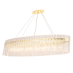 Люстра подвесная овальная с рельефными стеклянными панелями и золотым металлическим каркасом Textured Glass Chandelier варинант исполнения - 2 | Loft Concept в Барнауле