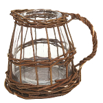 Кашпо стеклянное в плетёной корзине Mistress варинант исполнения - 1 | Loft Concept в Барнауле