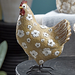 Статуэтка курица с белым цветочным узором и металлическими ножками Rustic Chicken варинант исполнения - 3 | Loft Concept в Барнауле