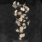 Люстра каскадная из белых цветов каллы и птичек Refined Taste of Light варинант исполнения - 1 | Loft Concept в Барнауле