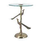 Столик с круглой стеклянной столешницей и корпусом в виде двух павлинов на ветке Table Two Peacocks варинант исполнения - 4 | Loft Concept в Барнауле