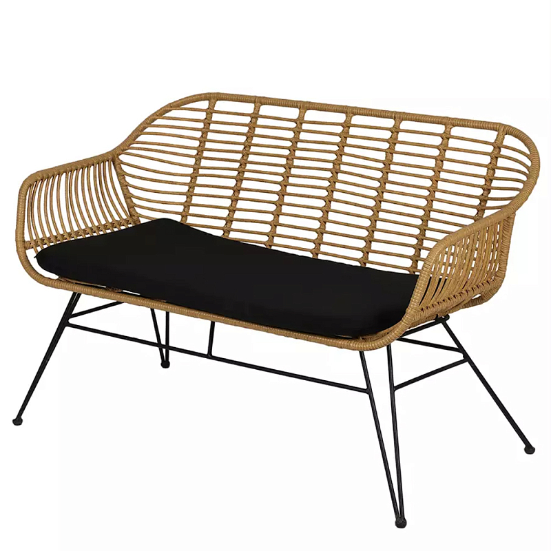Кушетка плетеная из ротанга Wicker Сouch Бежевый Черный Кушетка плетеная из ротанга Wicker Сouch Бежевый Черный в Барнауле | Loft Concept