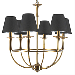 Люстра на металлическом основании бронзового цвета с 6-ю черными конусовидными абажурами Dignity варинант исполнения - 6 | Loft Concept в Барнауле