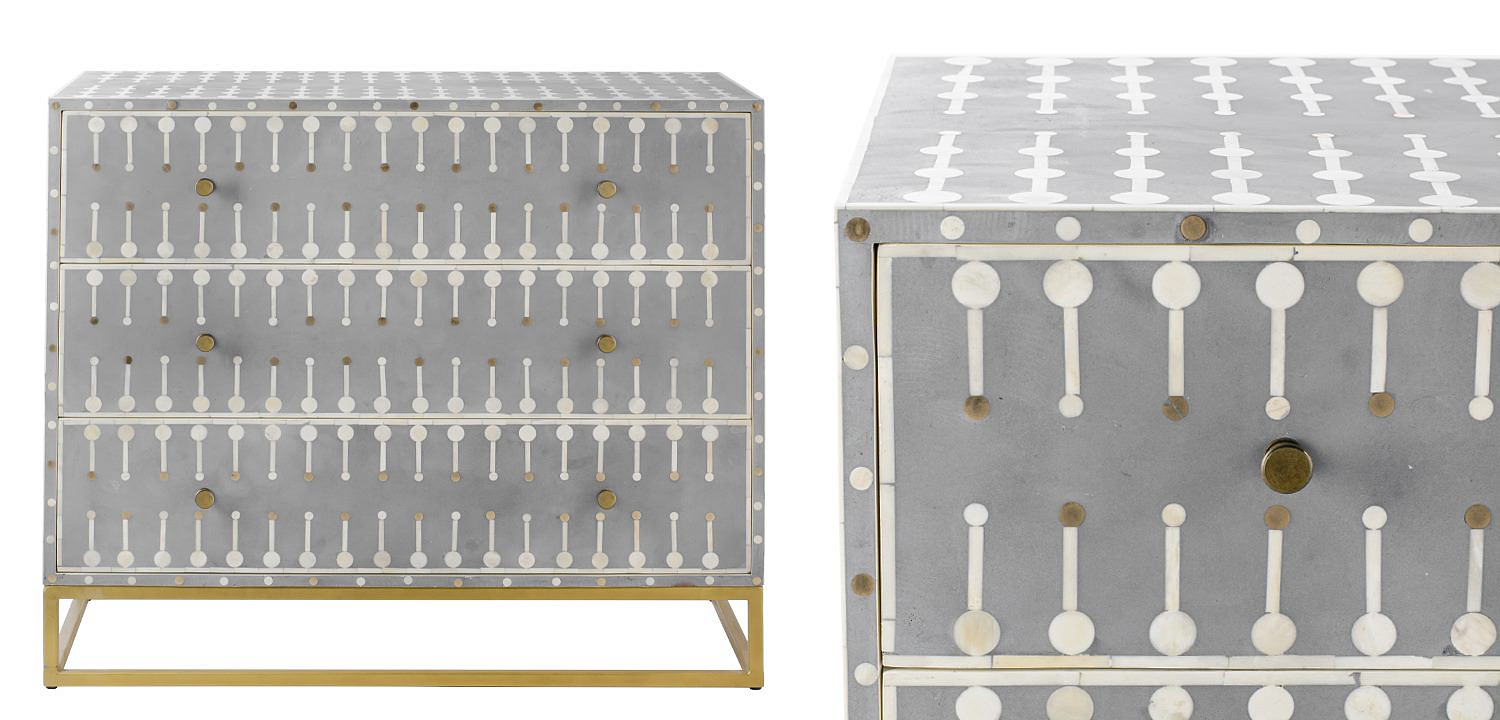 Комод серый кость BONE INLAY 3 DRAWER Комод серый кость BONE INLAY 3 DRAWER - Loft-Concept в Барнауле