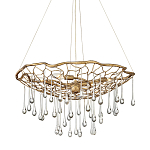 Люстра подвесная золотого цвета с металлическим сетчатым основанием и стеклянными каплевидными подвесками Hinkley варинант исполнения - 1 | Loft Concept в Барнауле