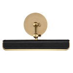 Светильник для картин цвет винтажная латунь с прямоугольным плафоном из кожи черного цвета Alora варинант исполнения - 3 | Loft Concept в Барнауле