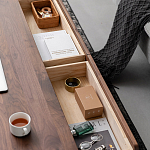 Кофейный стол из массива дерева с выдвижными ящиками Coffee Walnut Table варинант исполнения - 7 | Loft Concept в Барнауле