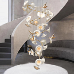 Люстра каскадная из белых цветов каллы и птичек Refined Taste of Light варинант исполнения - 4 | Loft Concept в Барнауле