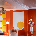 Обои ручная роспись Chez Nina by India Mahdavi Lantana colourway on Arancio dyed silk варинант исполнения - 5 | Loft Concept в Барнауле