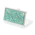 Таблетница карманная прямоугольная на 7 отделений с зеркалом и накладкой из натурального камня Амазонит Silver Stone Pillboxes варинант исполнения - 2 | Loft Concept в Барнауле