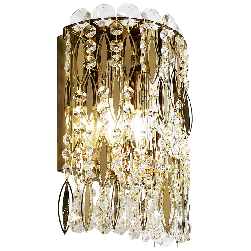 Бра с металлическими и хрустальными подвесками Bonnay Crystal Wall Lamp Прозрачное Стекло Золотой Бра с металлическими и хрустальными подвесками Bonnay Crystal Wall Lamp Прозрачное Стекло Золотой в Барнауле | Loft Concept