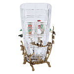 Ваза стеклянная прозрачная с бронзовым основанием в виде ветвей и фарфоровыми птичками Eden Garden варинант исполнения - 2 | Loft Concept в Барнауле