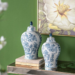 Ваза с крышкой и голубым цветочным рисунком на белом фоне Blue & White Ornament варинант исполнения - 6 | Loft Concept в Барнауле