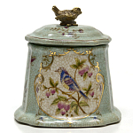 Шкатулка голубого цвета с рисунком и состаренным эффектом Eden Garden варинант исполнения - 1 | Loft Concept в Барнауле