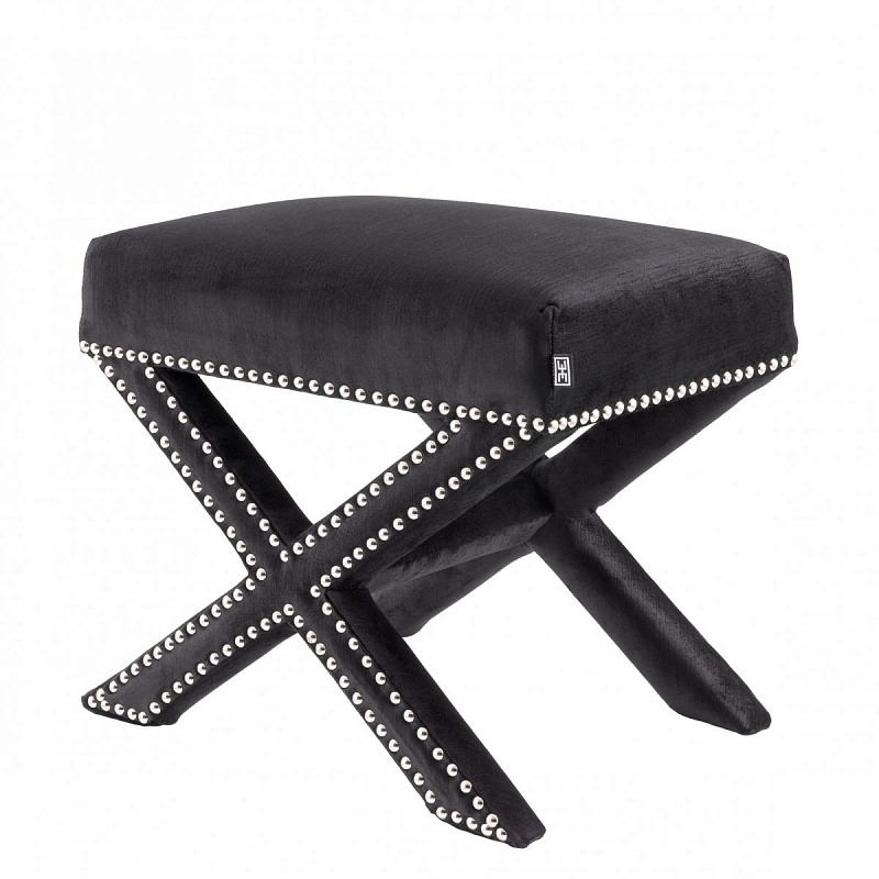 Оттоманка Eichholtz Stool Perugia Black Черный Никель Оттоманка Eichholtz Stool Perugia Black Черный Никель в Барнауле | Loft Concept