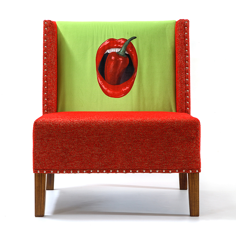 FUN Armchair "Chili Pepper" Red Дизайнерское кресло с цветным принтом Красный Зеленый в Барнауле | Loft Concept 