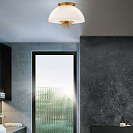 Подвесной светильник золотого цвета с полусферическим опаловым плафоном и декоративным элементом Elstead Lighting варинант исполнения - 9 | Loft Concept в Барнауле