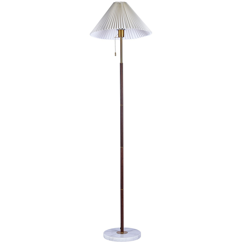 Торшер с плиссированным белым абажуром Pleated White Floor Lamp Белый Коричневый Белый Мрамор Bianco Латунь Торшер с плиссированным белым абажуром Pleated White Floor Lamp Белый Коричневый Белый Мрамор Bianco Латунь в Барнауле | Loft Concept