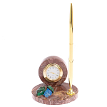 Часы настольные с шариковой металлической ручкой из натурального камня Stone Clock варинант исполнения - 4 | Loft Concept в Барнауле