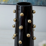 Ваза черная цилиндрическая с глянцевым покрытием и золотыми декоративными элементами Molecule Collection варинант исполнения - 2 | Loft Concept в Барнауле