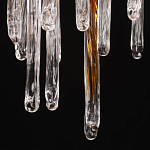 Люстра линейная золотого цвета с декоративными ветвями и длинными стеклянными подвесками в форме сосулек Droplet Chandelier варинант исполнения - 9 | Loft Concept в Барнауле