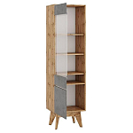 Шкаф-витрина с фасадом цвета серый бетон и стеклянной дверкой Grace of Furniture варинант исполнения - 2 | Loft Concept в Барнауле