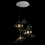 Люстра подвесная с прозрачными бирюзовыми стеклянными шарами и круглым основанием 3 лампы Giopato & Coombes варинант исполнения - 4 | Loft Concept в Барнауле