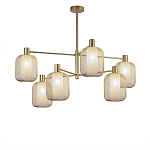 Люстра потолочная с абажурами из металлической сетки Loft Grid Pendant Gold варинант исполнения - 1 | Loft Concept в Барнауле