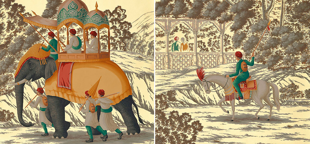 Обои ручная роспись Early Views of India Special Colourway on Deep Rich Gold gilded paper Обои ручная роспись Early Views of India Special Colourway on Deep Rich Gold gilded paper - Loft-Concept в Барнауле